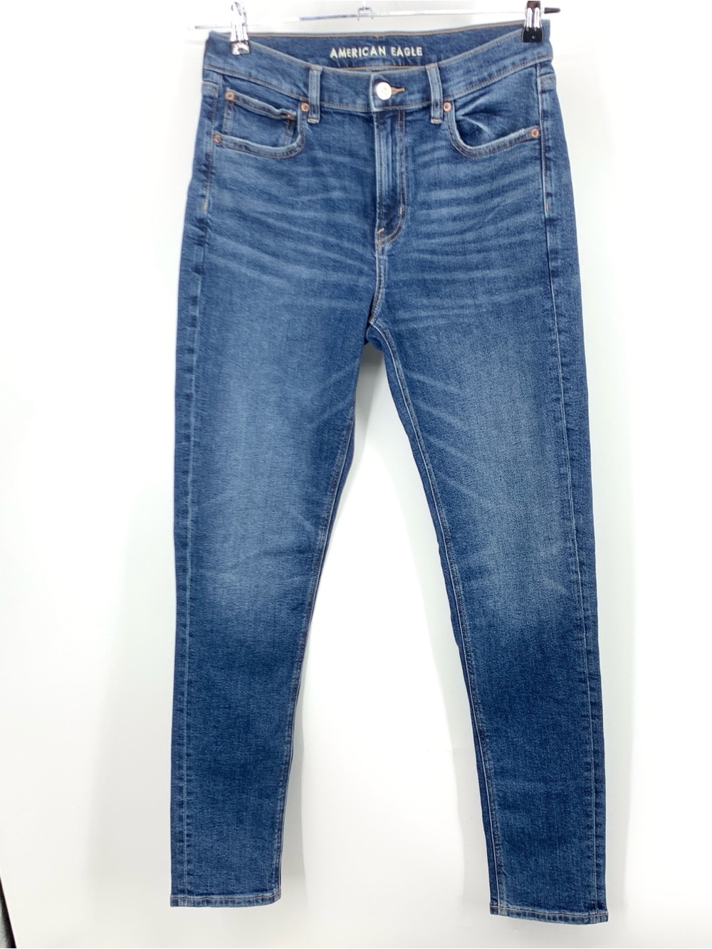 American Eagle Women Size 8 LONG Jeans Dark Wash Pants 90s Skinny Stretch High